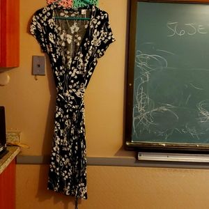 Black and white wrap around dress